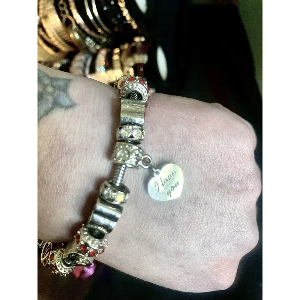 Bella’s Yard Stainless Heart Bracelet – I Love You Loaded Charm Bracelet